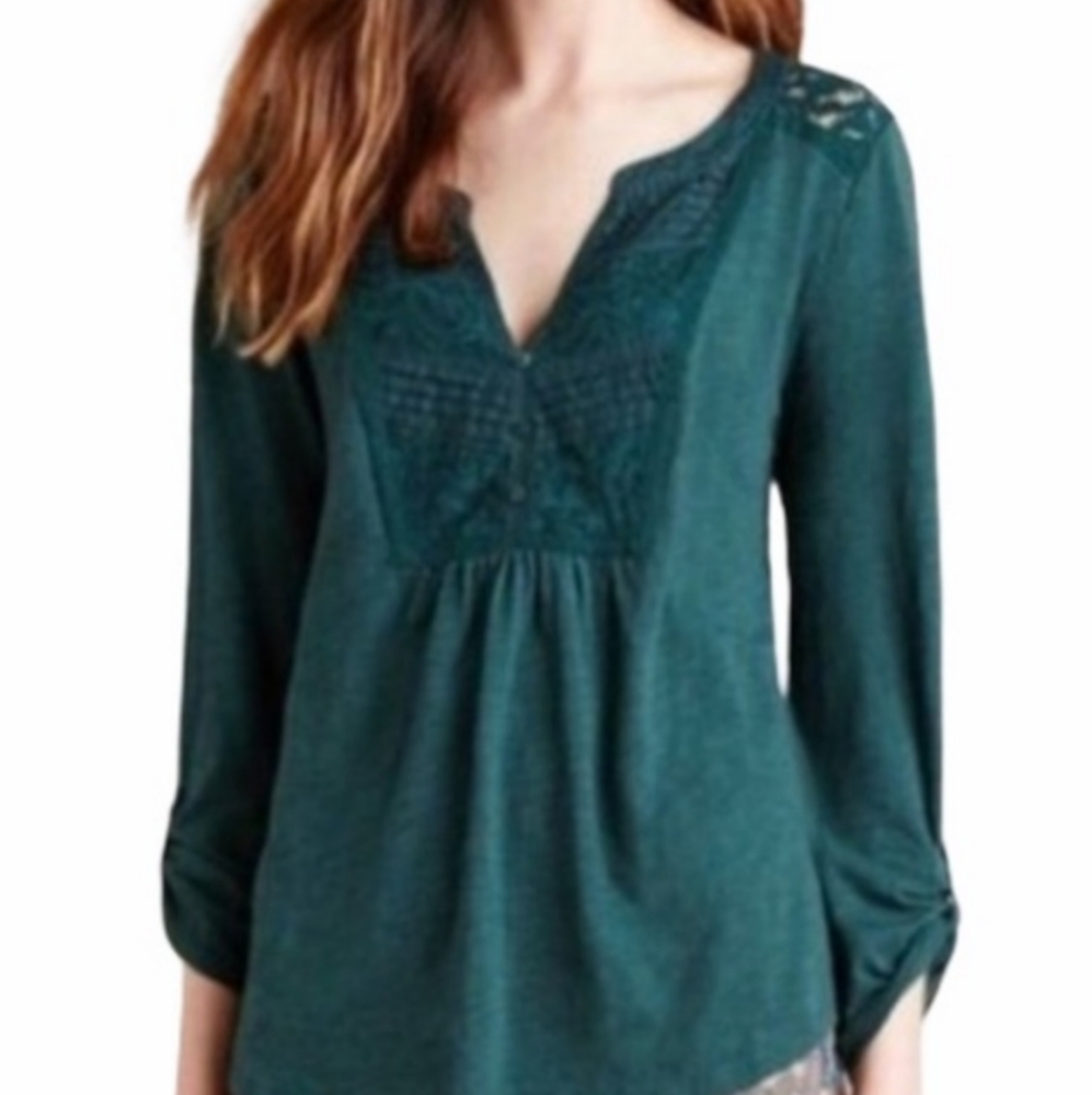 Anthropologie Meadow Rue Anona Green Top M